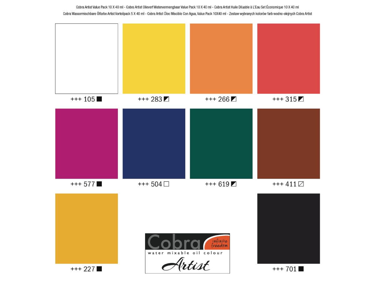COBRA ARTIST WASSERVERMALBARE ÖLFARBEN BASIS SET  10 X 40 ML 2