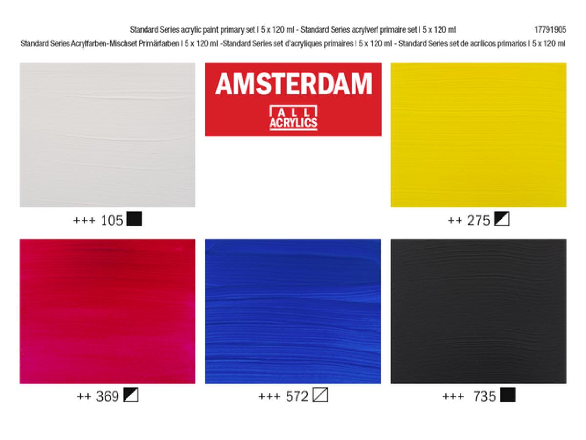 AMSTERDAM STANDARD SERIE ACRYLFARBEN SET 5X 120ML MISCHFARBEN 3