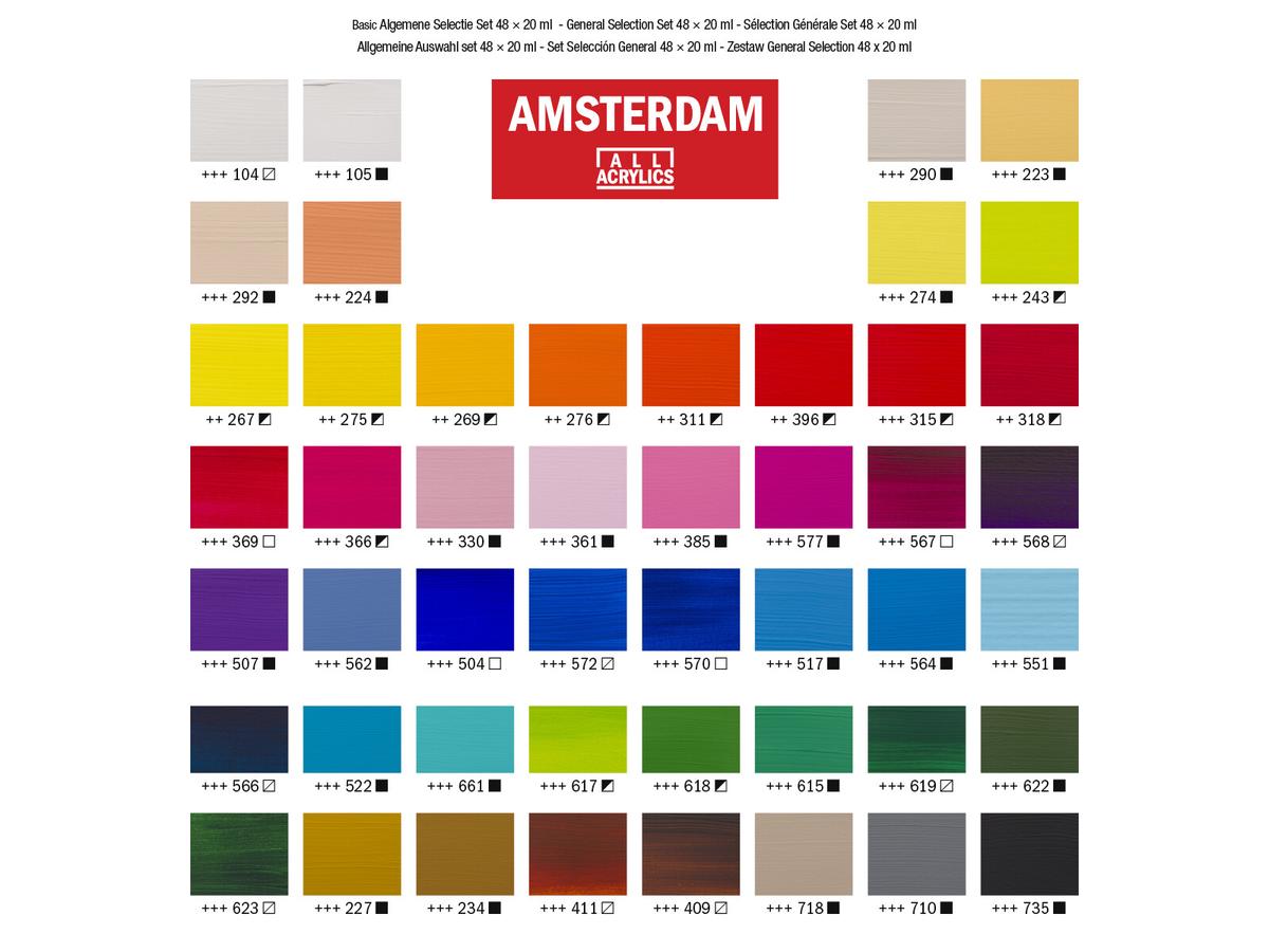TALENS AMSTERDAM ACRYLSET 48 X 20ML BASIS FARBEN 4