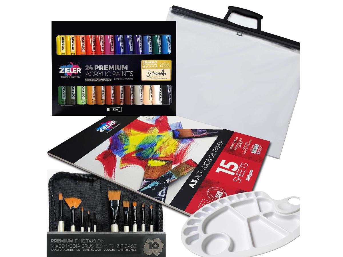 ZIELER COMPLETE ACRYLIC PAINTING SET IN A CLEAR A3 CASE 2