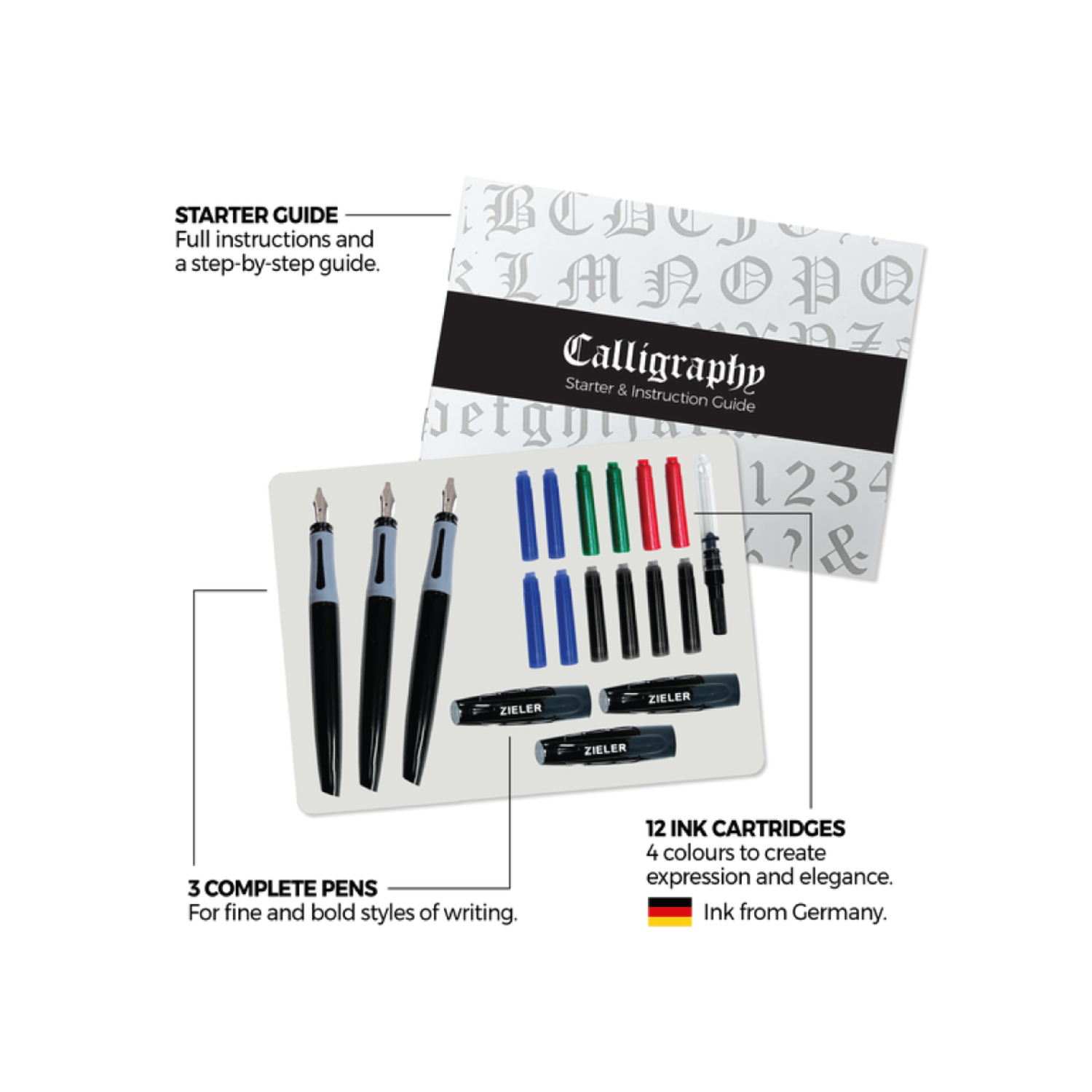 ZIELER KALLIGRAFIE PEN SET 17X 2