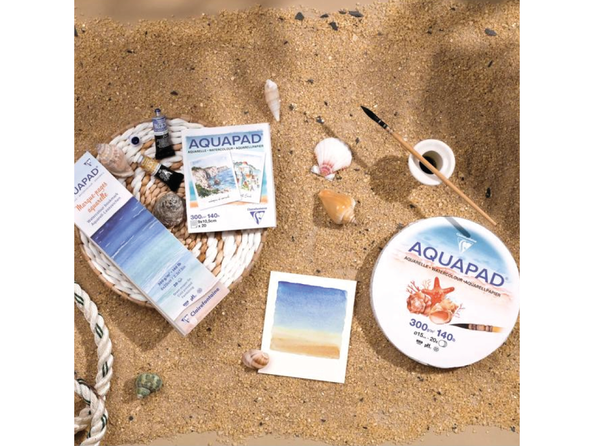 CLAIREFONTAINE AQUAPAD AQUARELLPAPIER RUND  Ø 15 CM  300 G/M²  20 BLATT 4
