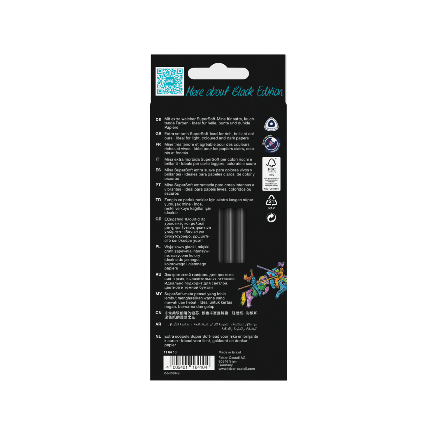 FABER-CASTELL BLACK EDITION BUNTSTIFTE SET NEON & PASTEL 12X 3