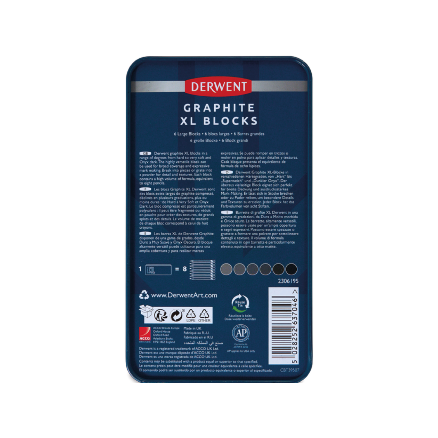 DERWENT XL GRAPHITE BLOCK SET 6X 3