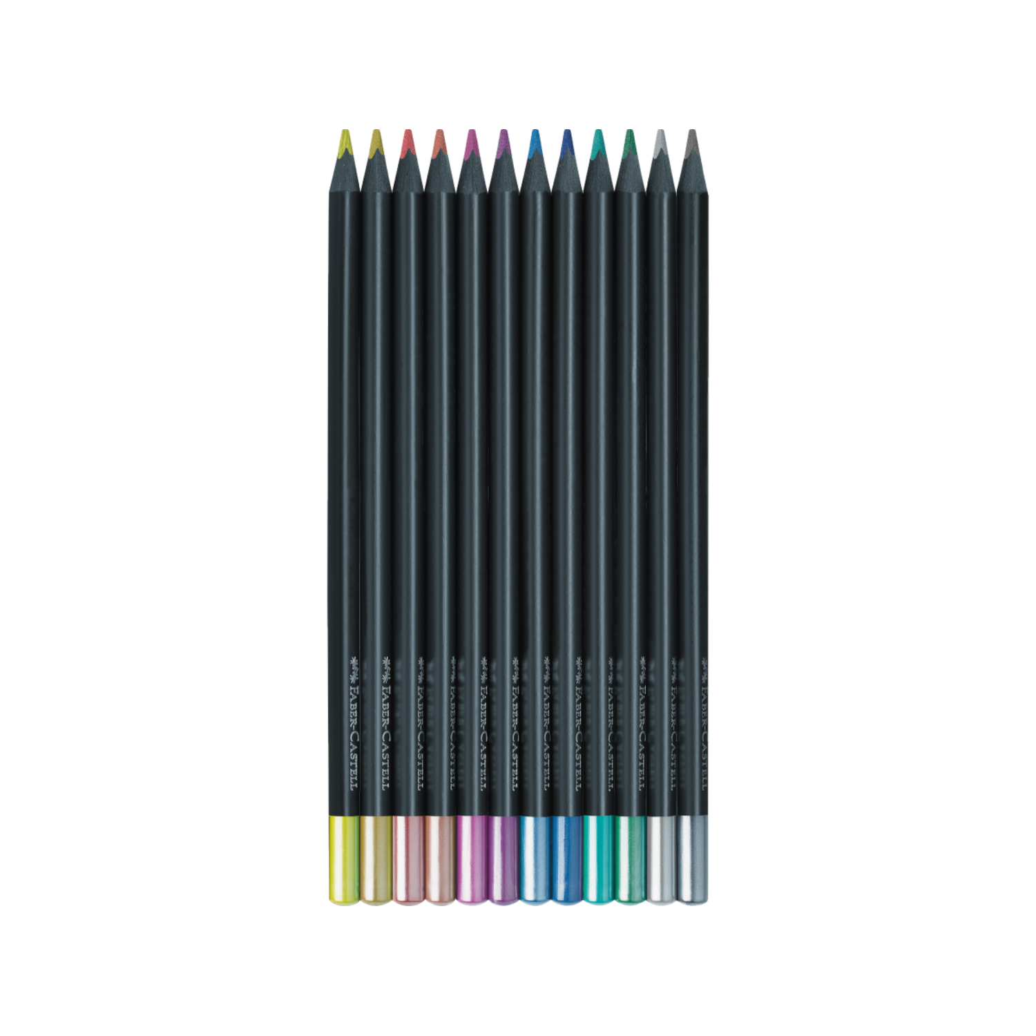 FABER-CASTELL BLACK EDITION KLEURPOTLODENSET METALLIC 12X 2