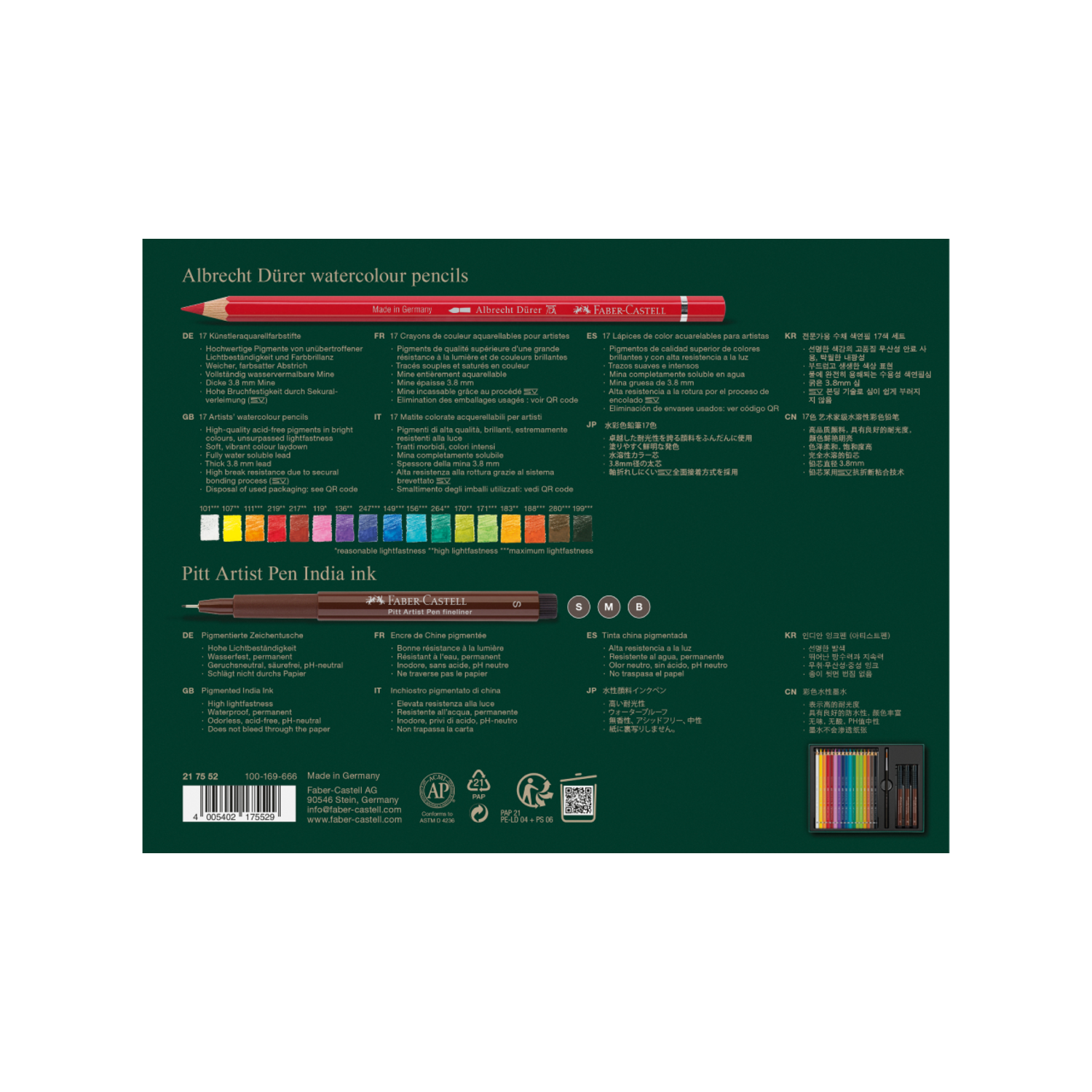 FABER-CASTELL DÜRER AQUARELLFARBSTIFTE & TUSCHESTIFTE SET 21X 2