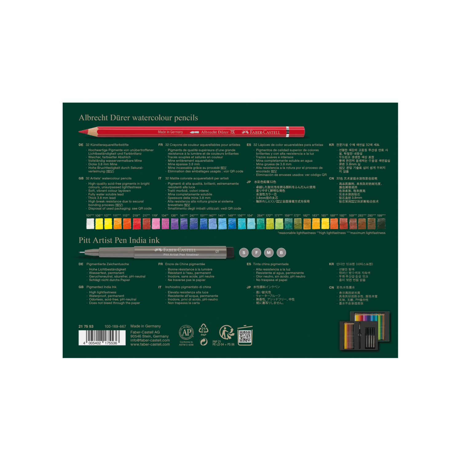FABER-CASTELL DÜRER AQUARELLFARBSTIFTE & TUSCHESTIFTE SET 37X 2