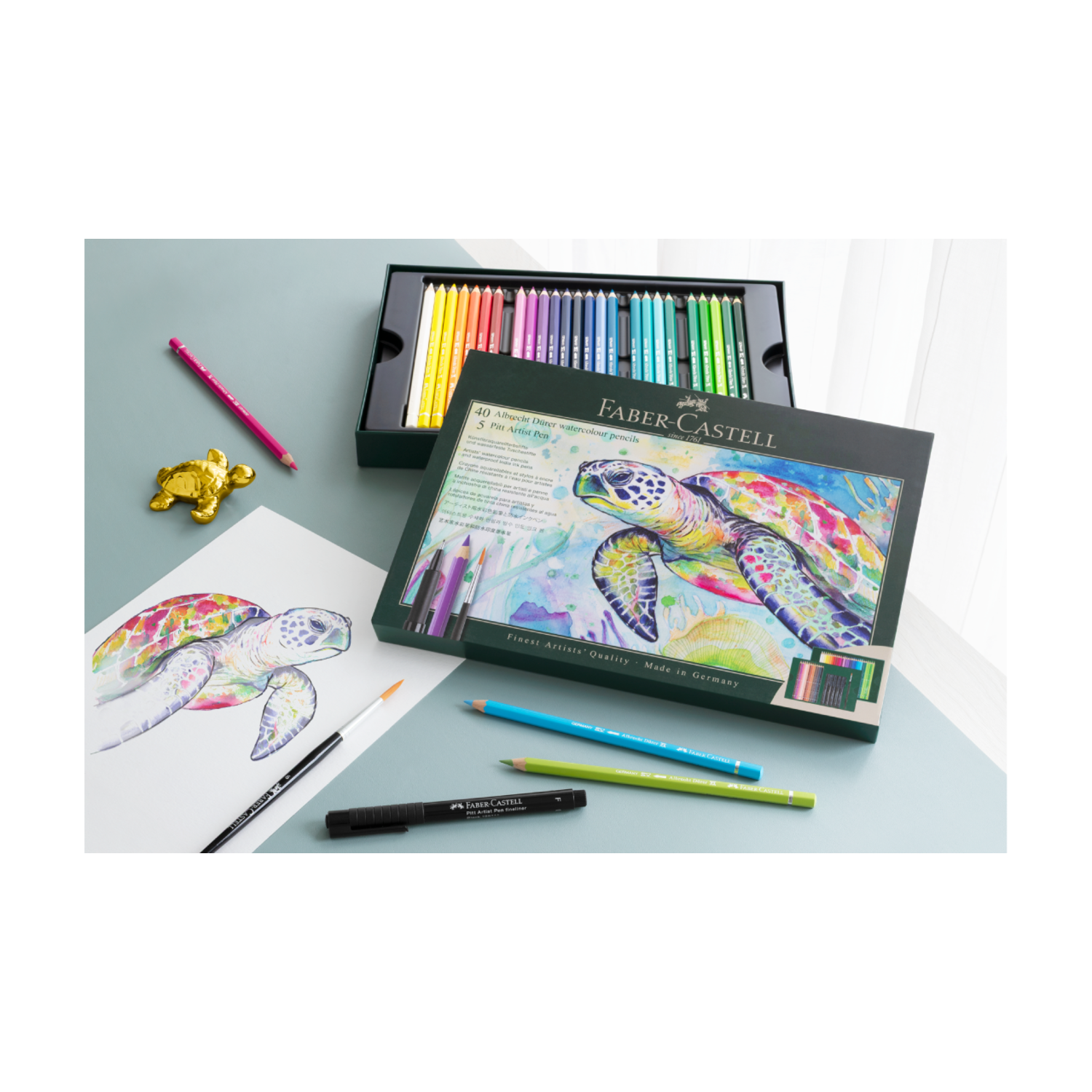 FABER-CASTELL DÜRER AQUARELLFARBSTIFTE & TUSCHESTIFTE SET 46X 4
