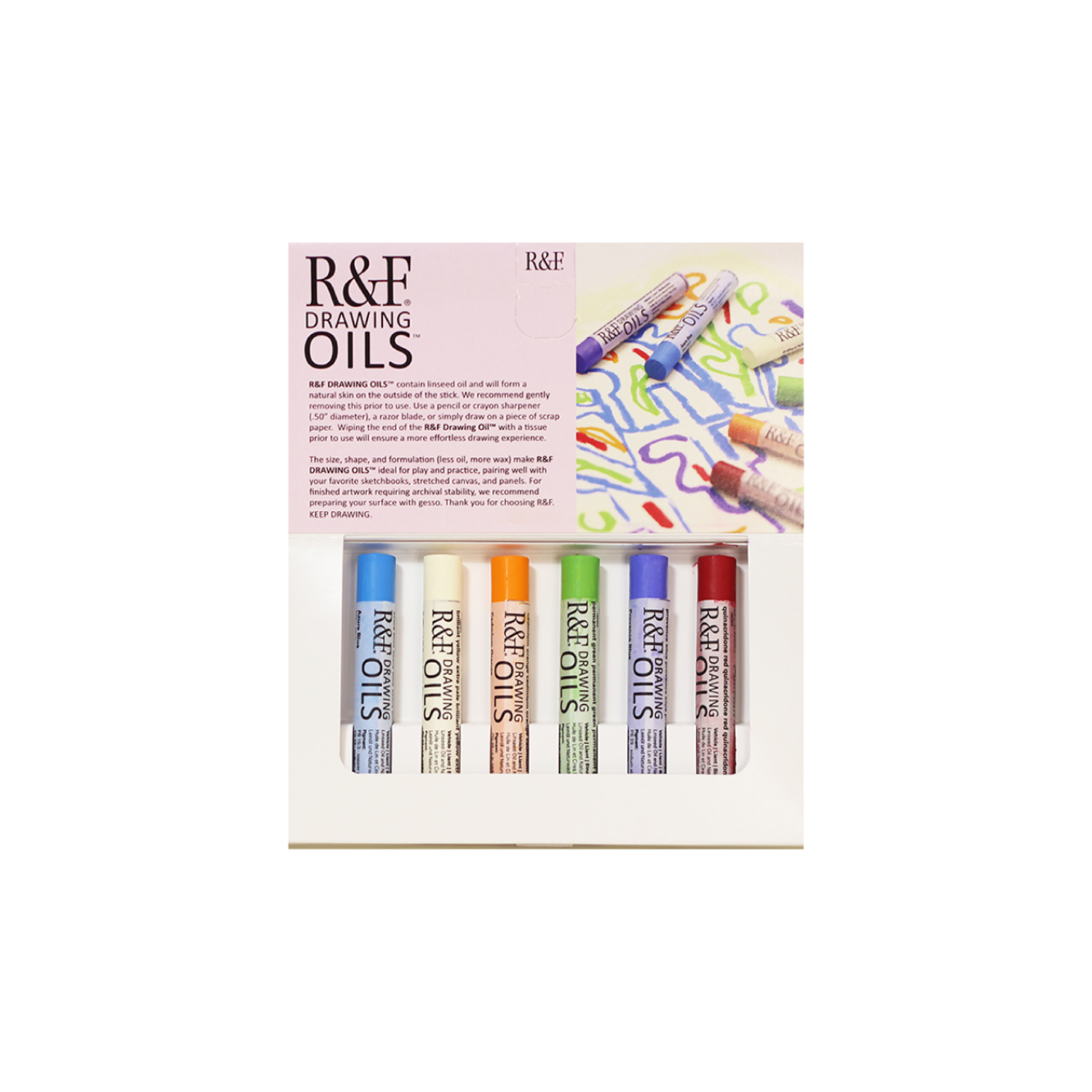 R&F DRAWING OIL STICK 12ML MODERN COLOR SET 6X 2