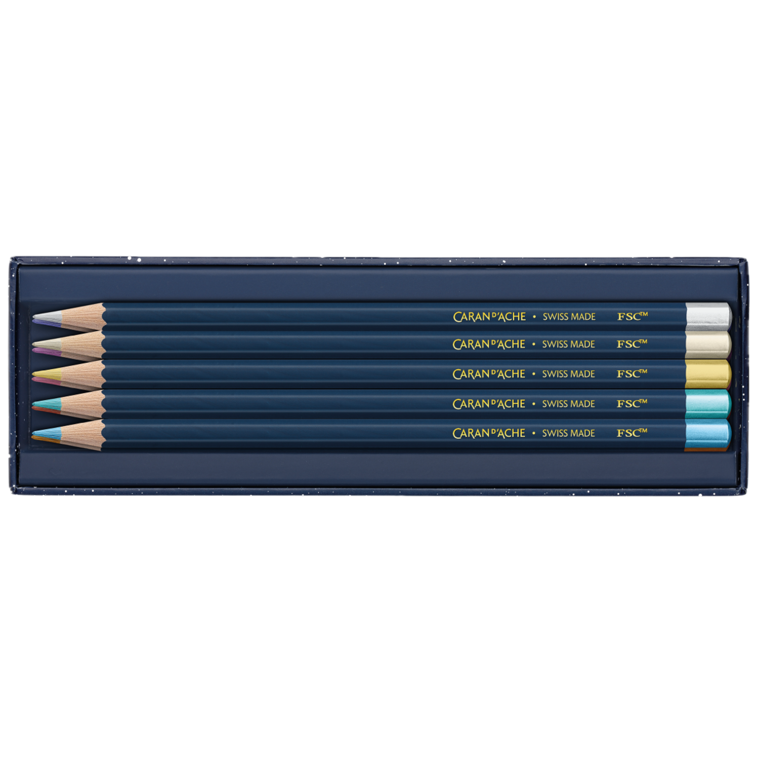 CARAN D'ACHE COSMIC BLAU METALLIC BUNTSTIFTE SET 10X 2