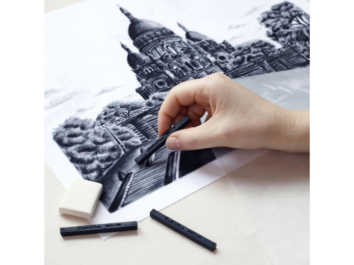 CONTÉ À PARIS CARRÉ PASTELLKREIDEN SET NOIR HB 12X 3