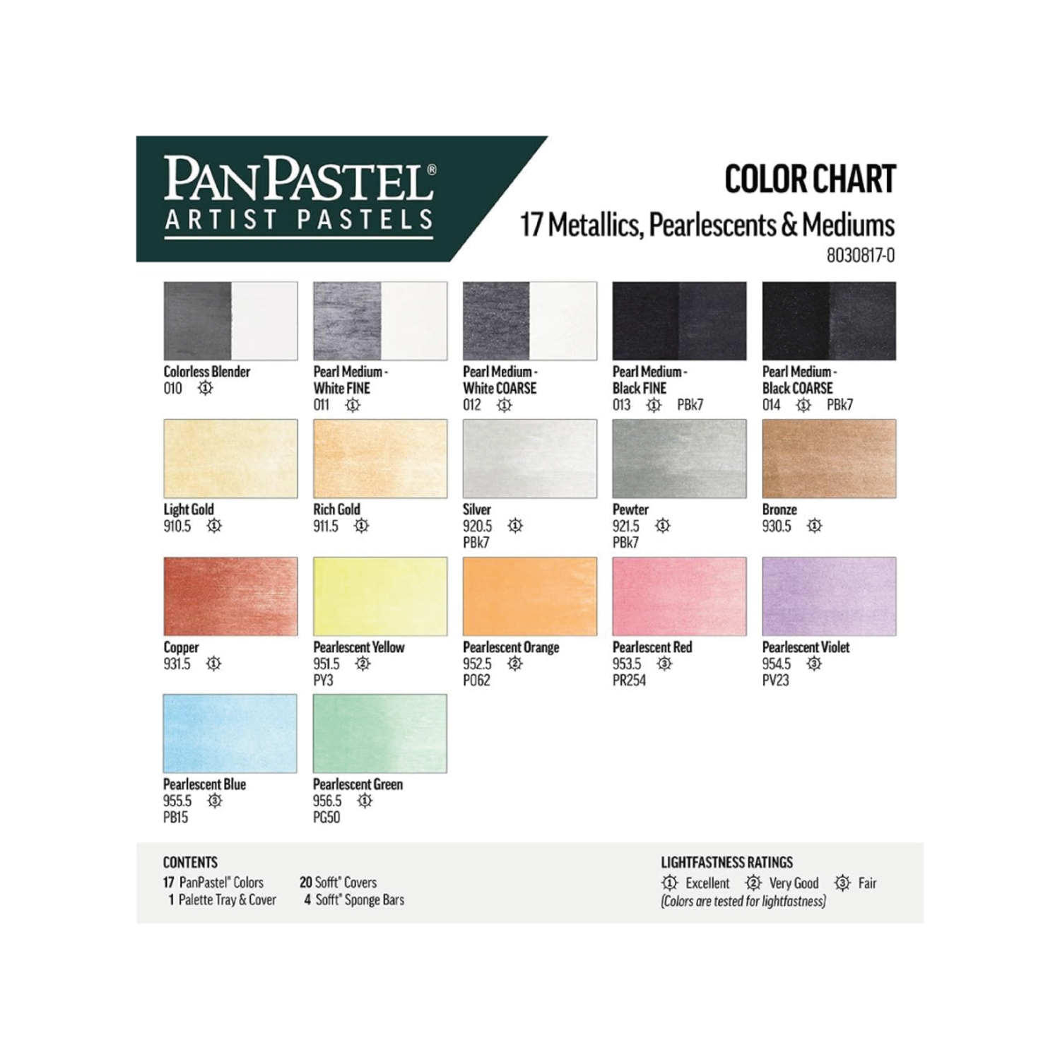 PANPASTEL METALLIC PEARL MEDIUM 17X 3