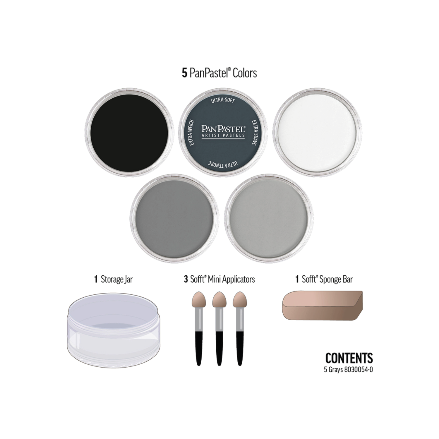 PANPASTEL GREYS SET 5X 3