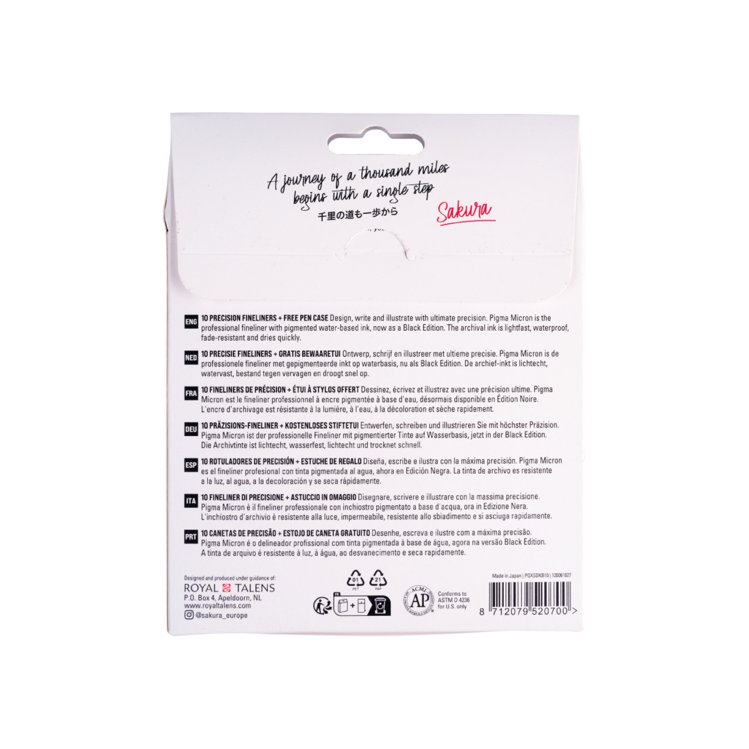 SAKURA PIGMA MICRON BLACK EDITION SET 10X FINELINER + ETUI 3