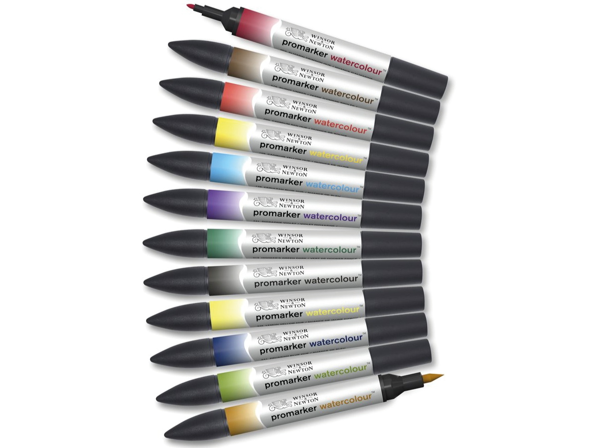 WINSOR & NEWTON PROMARKER WATERCOLOUR SET BASIC TONES 12X 2