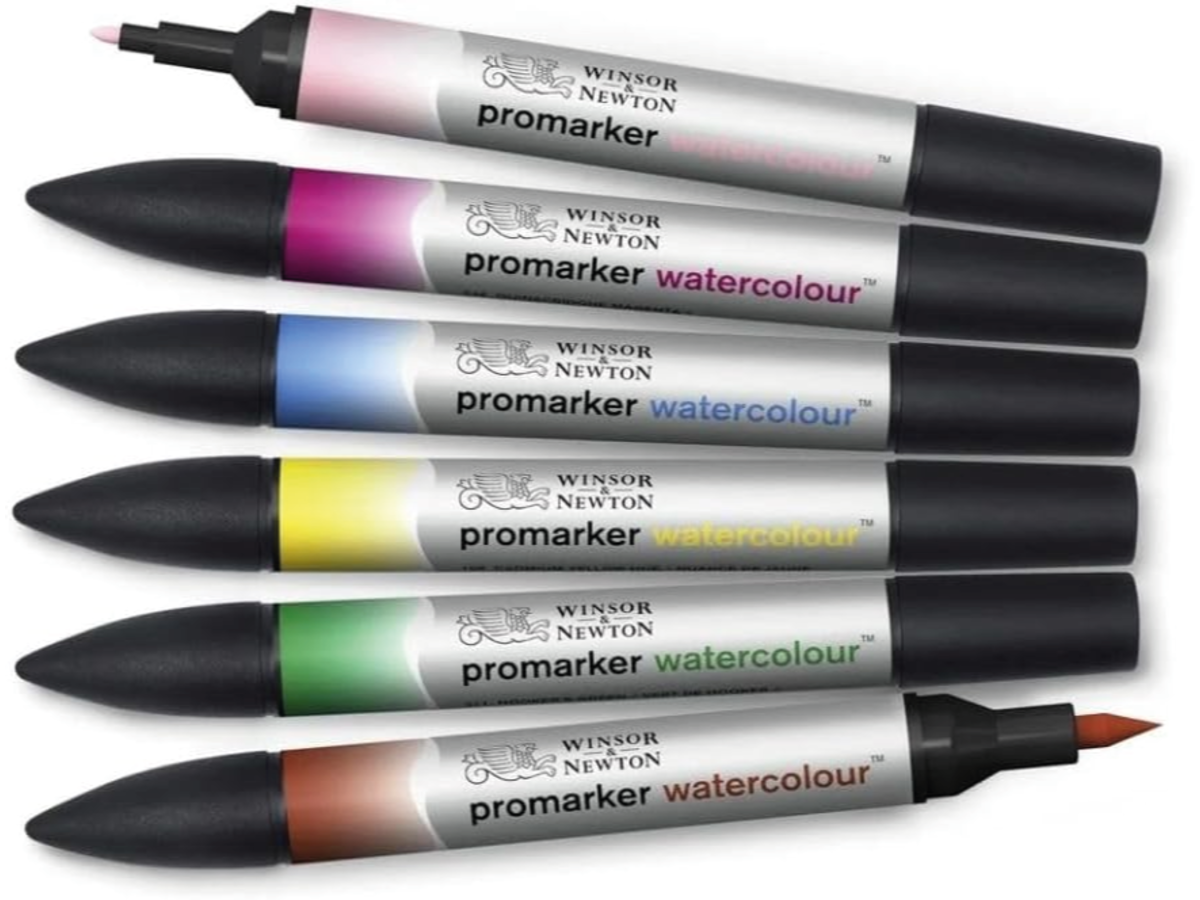 WINSOR & NEWTON WATER COLOUR MARKER SET 6X BLUMENTÖNE 2