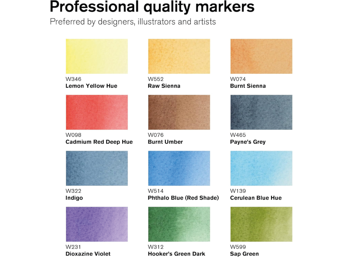 WINSOR & NEWTON WATER COLOUR MARKER SET 12X LANDSCHAFTEN 3
