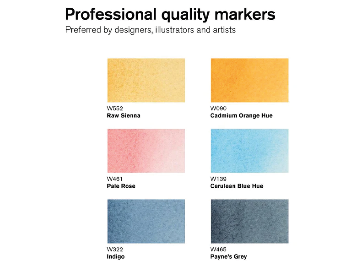 WINSOR & NEWTON WATER COLOUR MARKER SET 6X HIMMELTÖNE 3