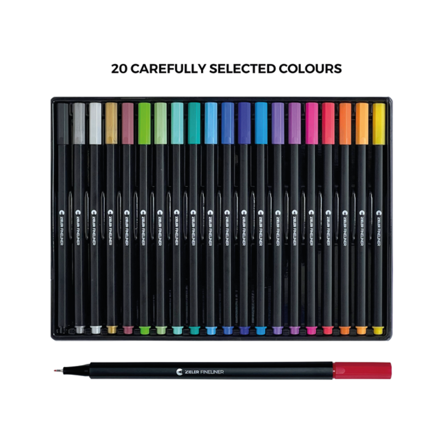 ZIELER COLOURED FINELINER SET 20X 2