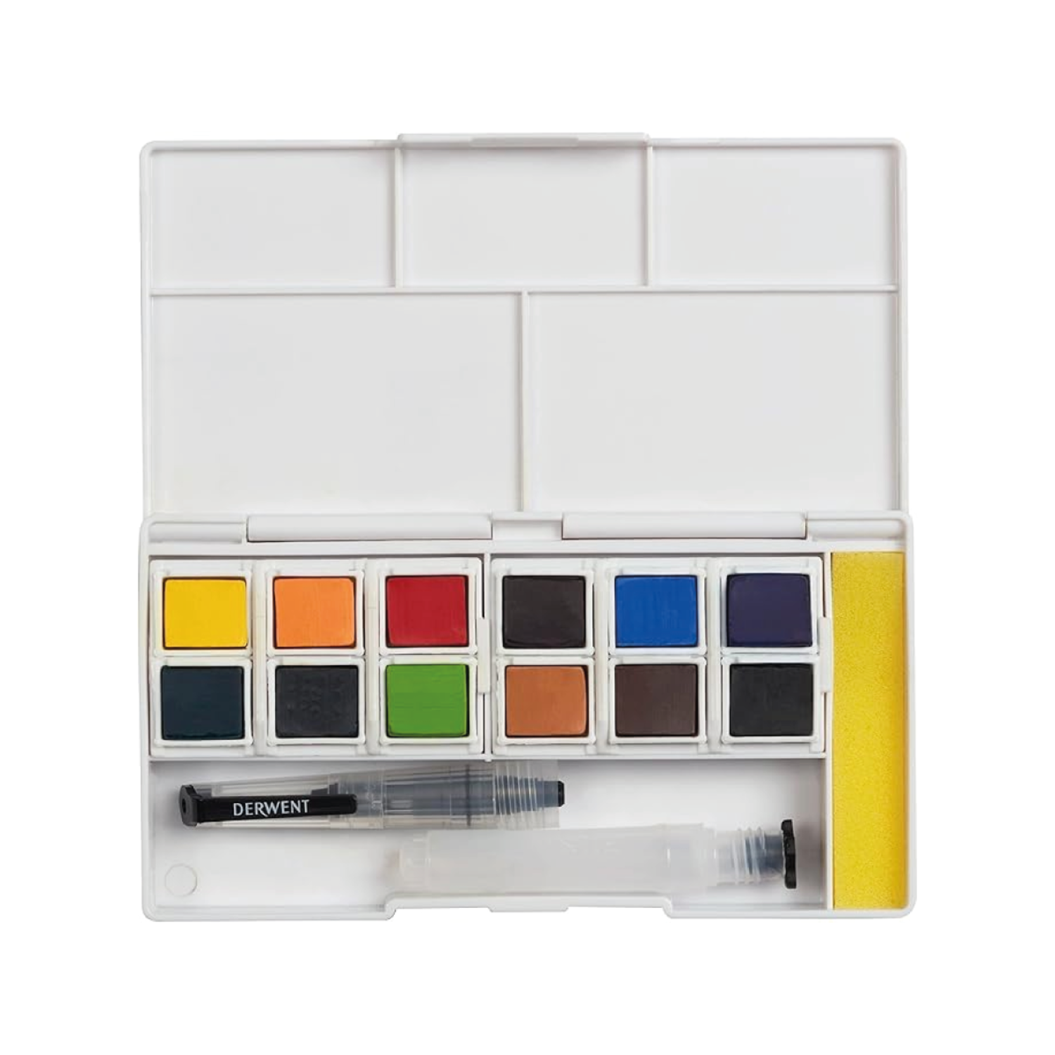 DERWENT INKTENSE AQUARELL REISE-SET 1 12 NÄPFCHEN + WASSERTANKPINSEL 3