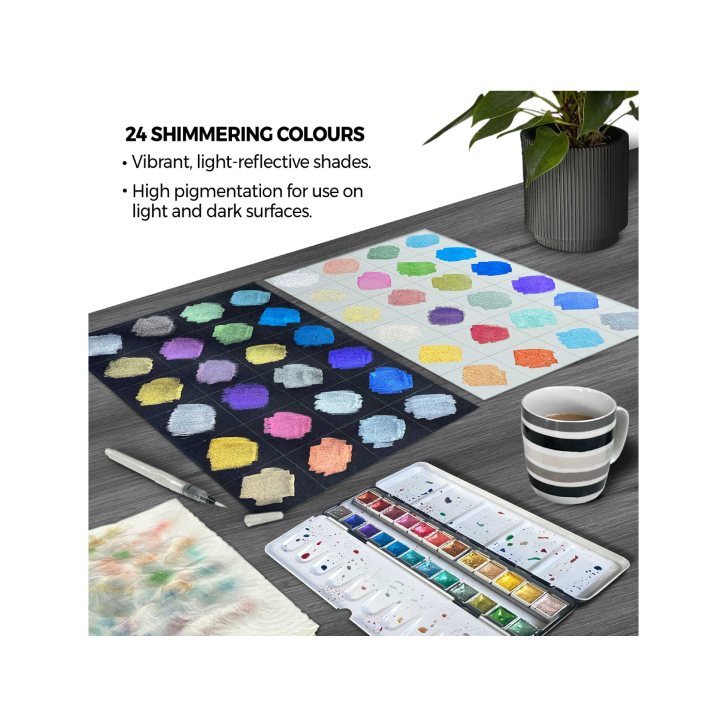 ZIELER AQUARELLSET METALLIC HALBNAPF 24X 3