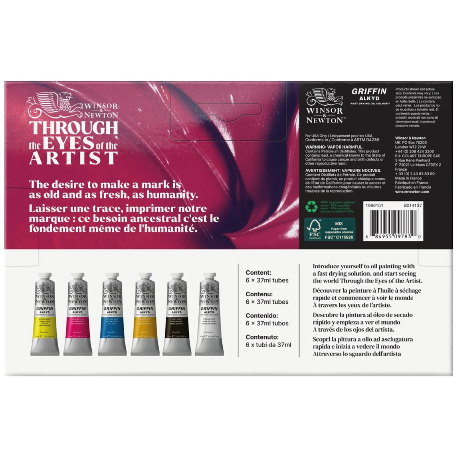WINSOR & NEWTON GRIFFIN ALKYDÖLFARBEN SET 6 X 37ML 2