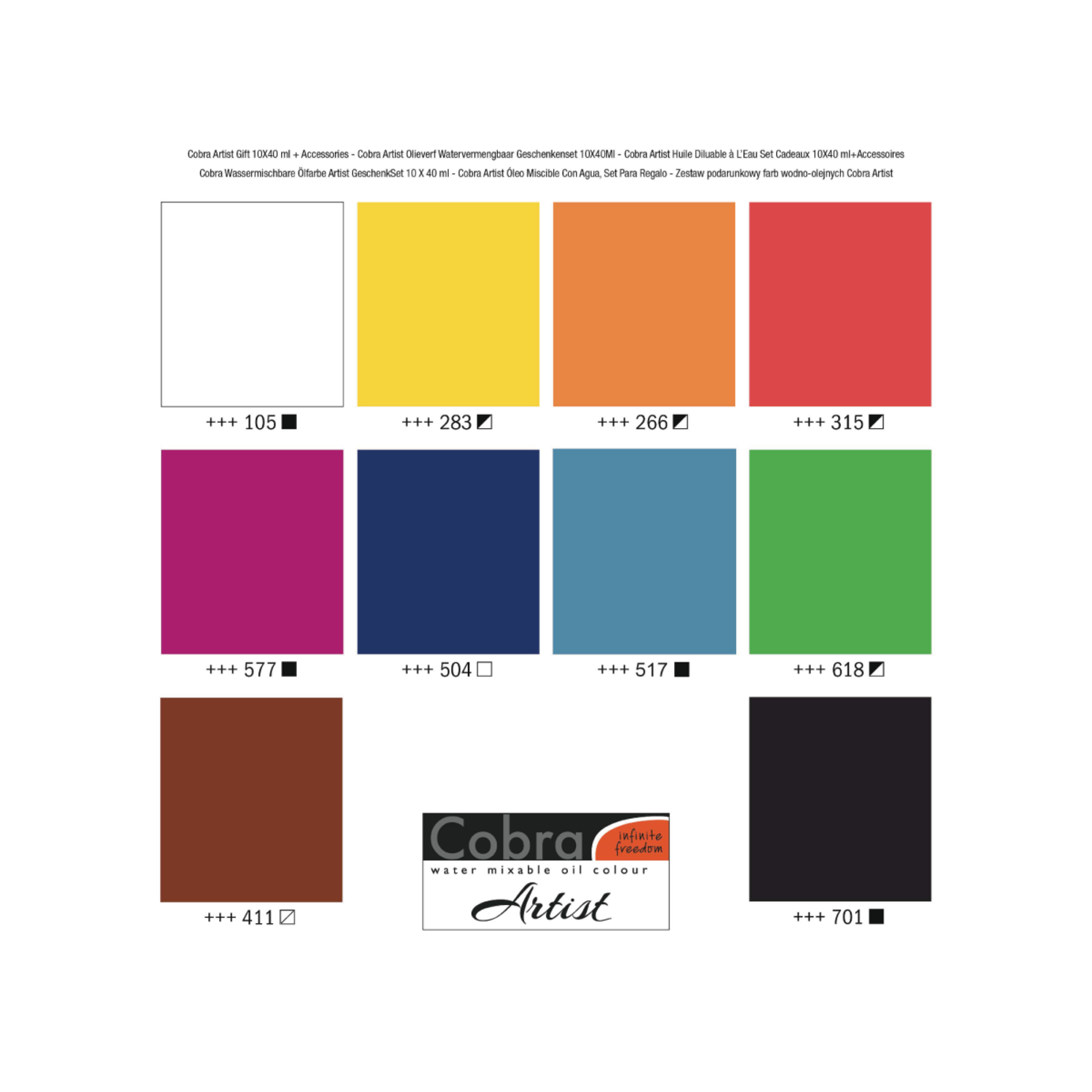 COBRA ÖLFARBEN SET GESCHENKSET 10X 40 ML 3