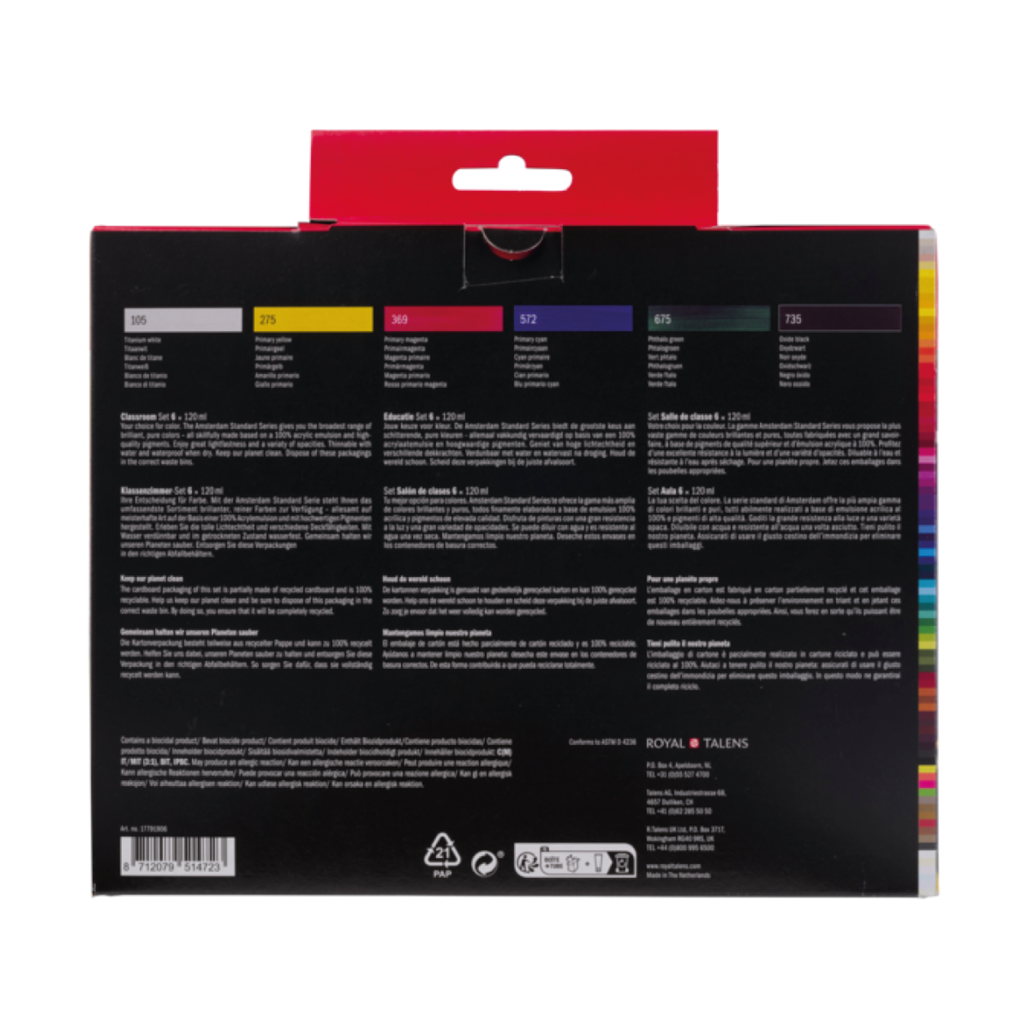 TALENS AMSTERDAM 6 x 120ML CLASSROOM ACRYLSET 4