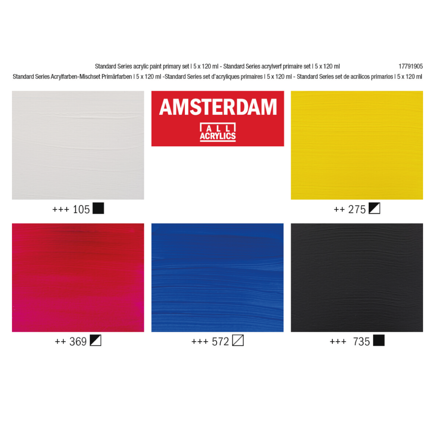 AMSTERDAM STANDARD SERIE ACRYLFARBEN SET 5X 120ML PRIMÄRFARBEN 2