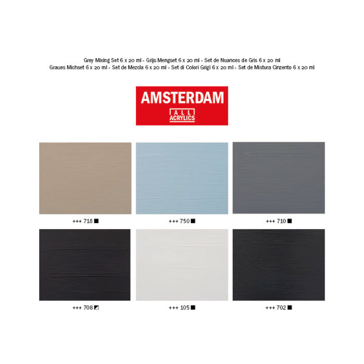 AMSTERDAM STANDARD SERIES ACRYLFARBEN SET 6 X 20ML GRAUTÖNE 3