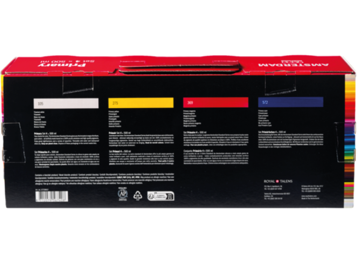 TALENS AMSTERDAM ACRYLFARBE SET PRIMÄRFARBEN  4 × 500 ML 3