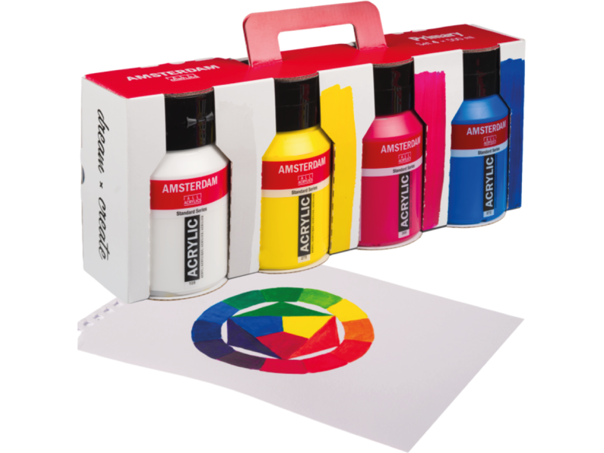 TALENS AMSTERDAM ACRYLFARBE SET PRIMÄRFARBEN  4 × 500 ML 4