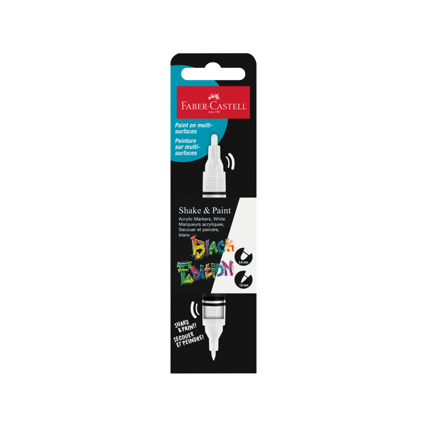 FABER-CASTELL SHAKE & PAINT BLACK EDITION  ACRYLIC MARKER WEISS 2