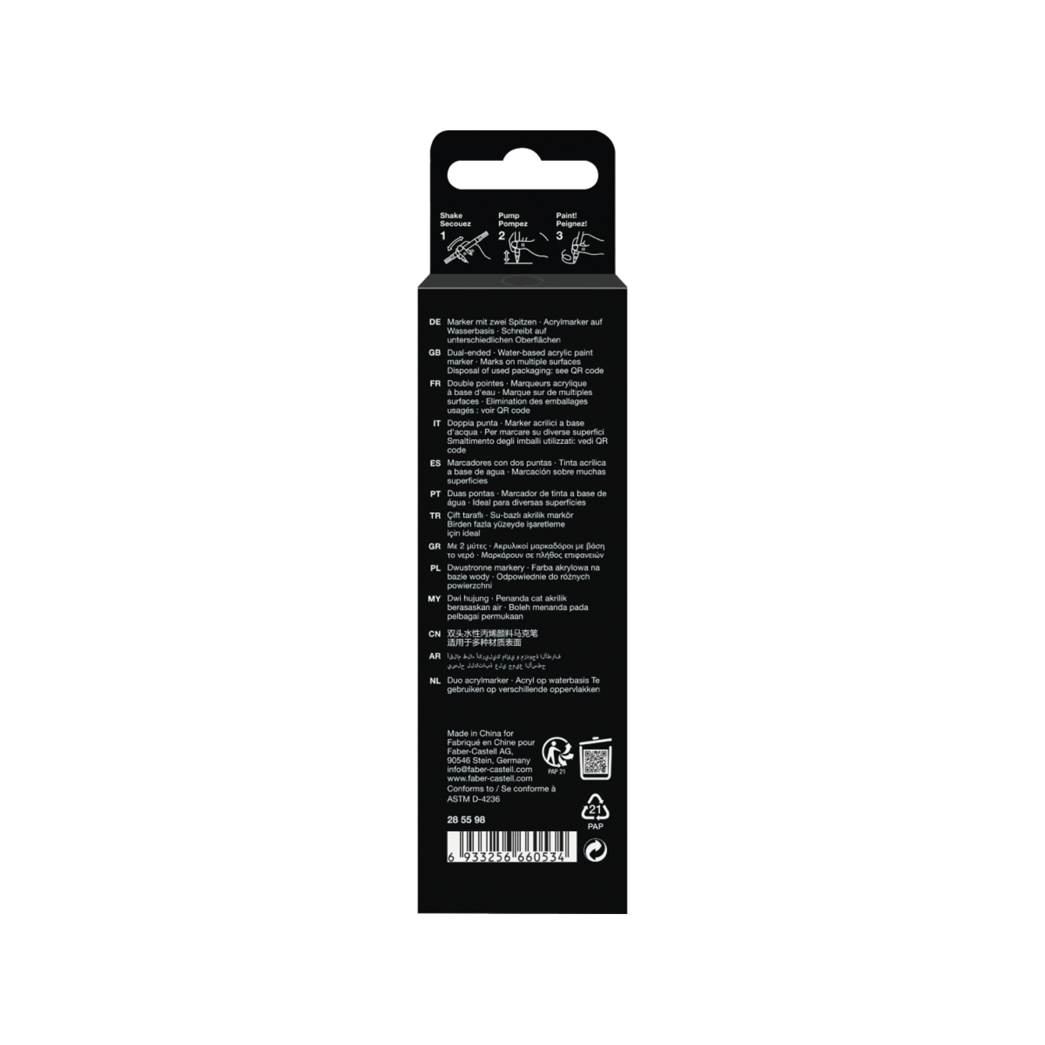 FABER-CASTELL SHAKE & PAINT  BLACK EDITION  ACRYLIC MARKER SCHWARZ 3