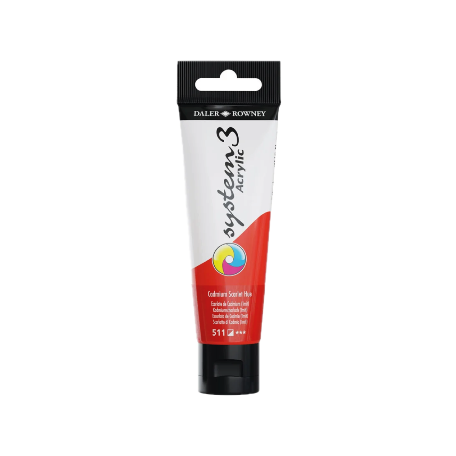 DALER ROWNEY SYSTEM 3 ACRYL 150ML 511 CADMIUM SCARLET HUE 3