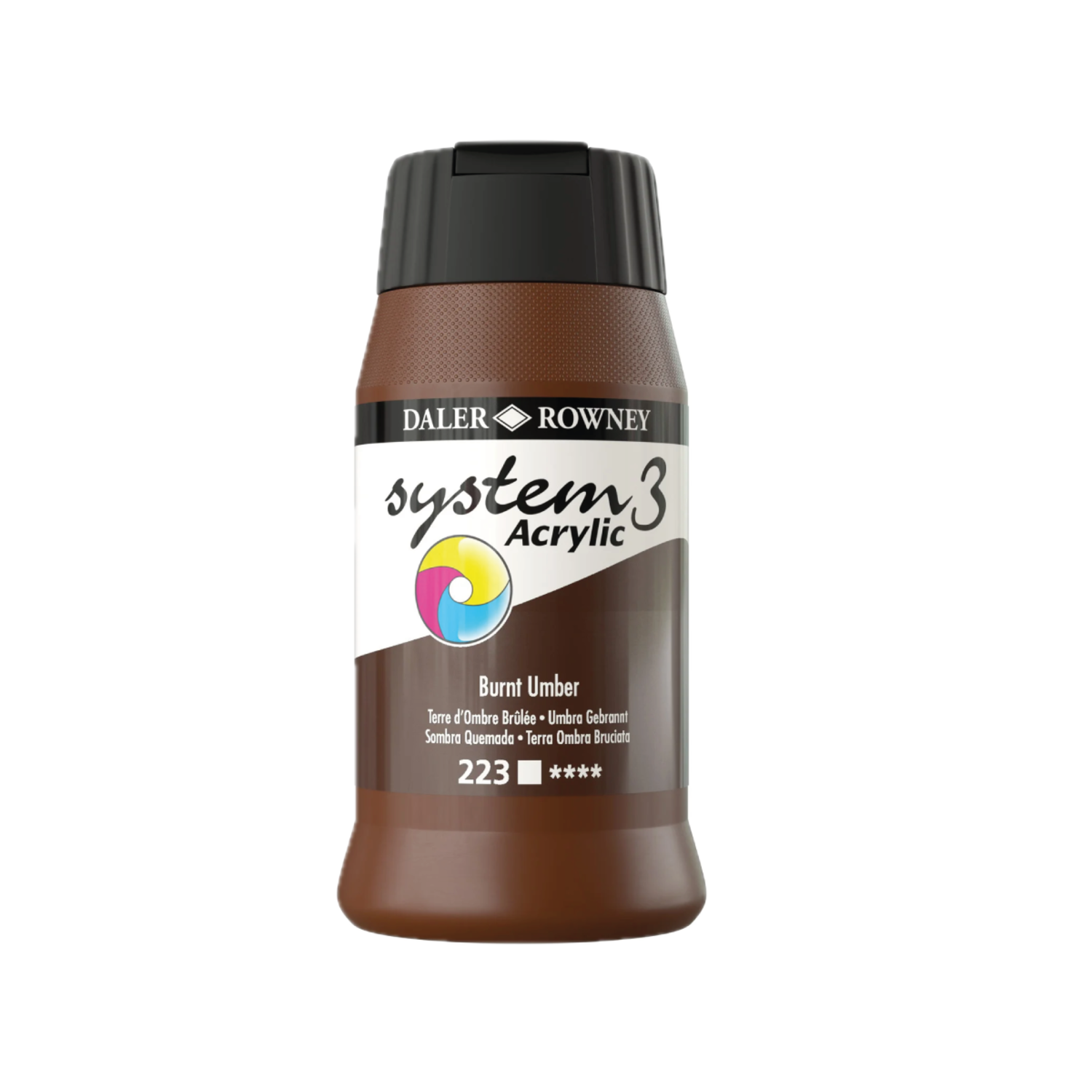 DALER ROWNEY SYSTEM 3 ACRYL 500ML 223 BURNT UMBER 3