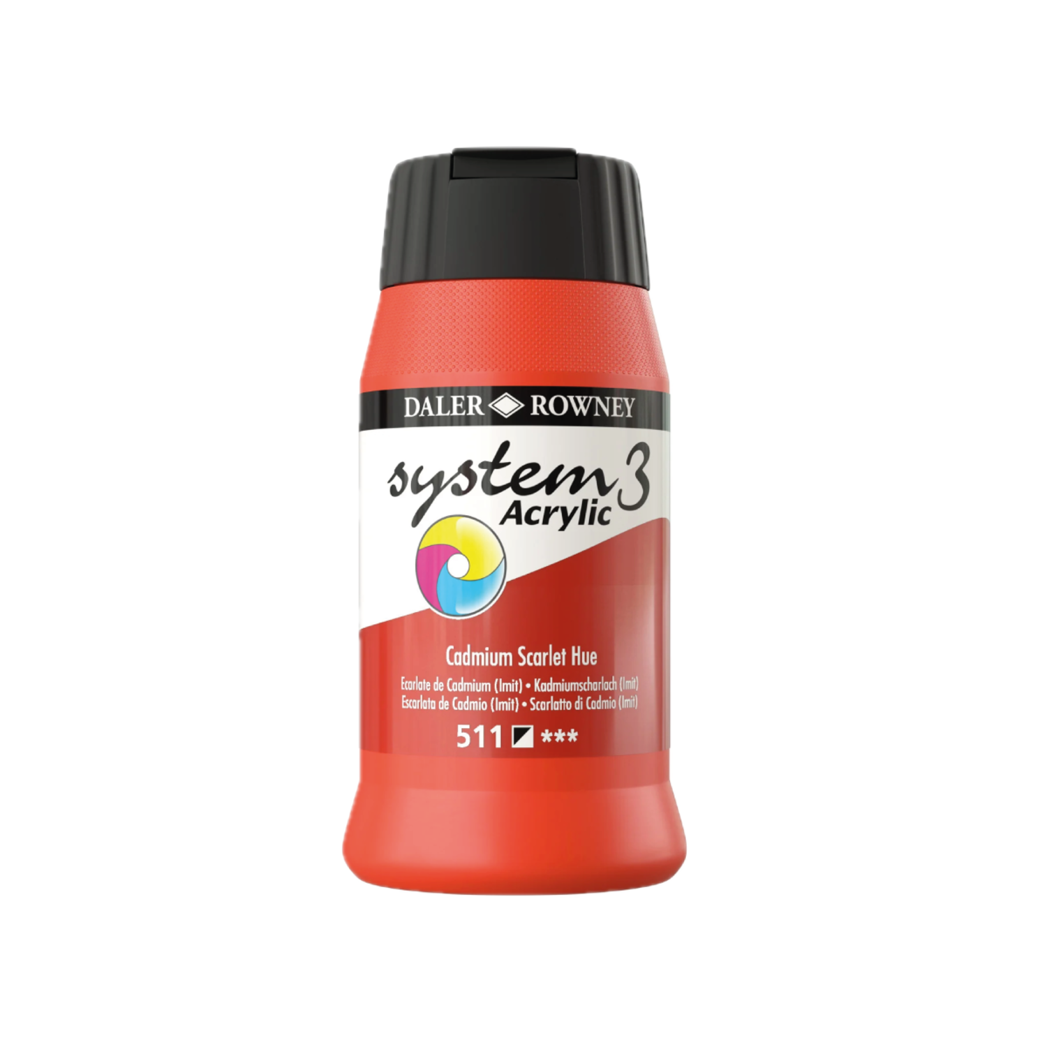 DALER ROWNEY SYSTEM 3 ACRYL 500ML 511 CADMIUM SCARLET HUE 3