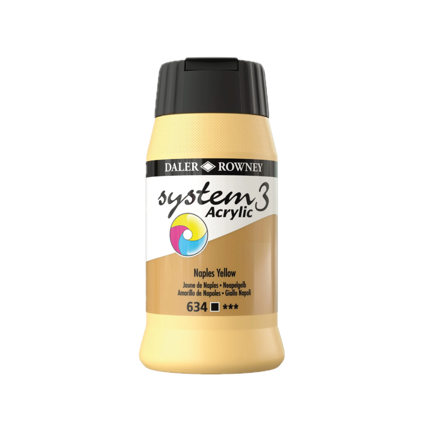 DALER ROWNEY SYSTEM 3 ACRYL 500ML 634 NAPLES YELLOW 3