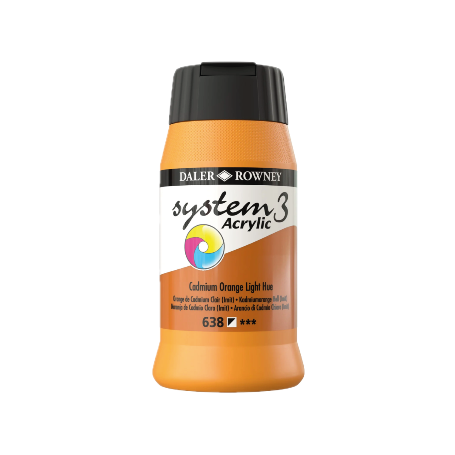 DALER ROWNEY SYSTEM 3 ACRYL 500ML 638 CADMIUM ORANGE LIGHT HUE 3