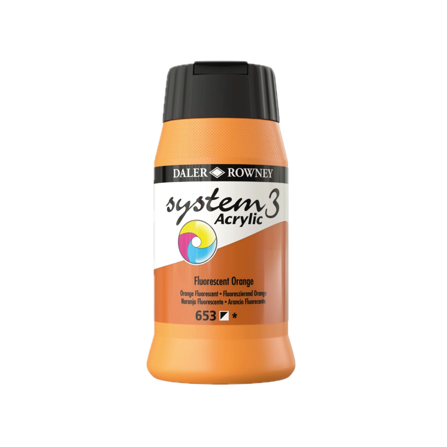 DALER ROWNEY SYSTEM 3 ACRYL 500ML 653 FLUORESCENT ORANGE 3